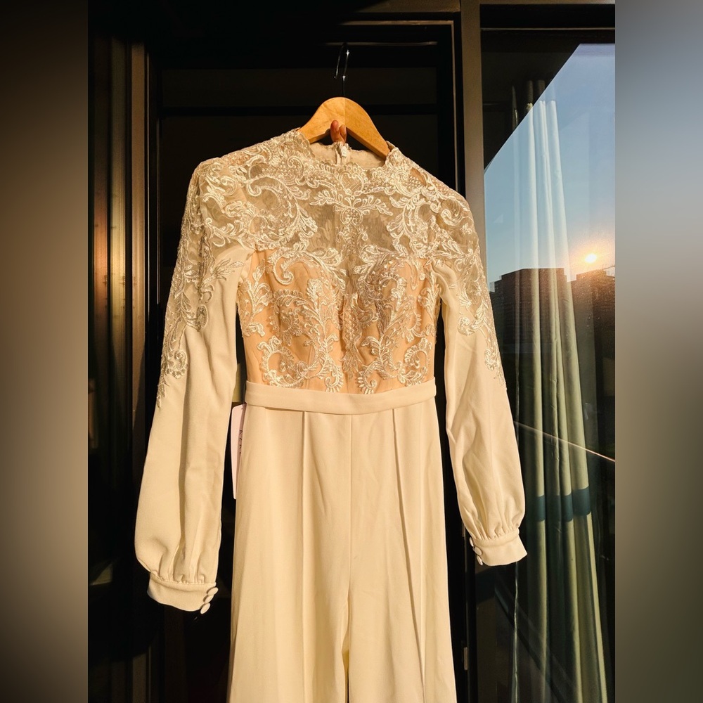 Azazie White Lace Jumpsuit Elegant Wide-Leg Design